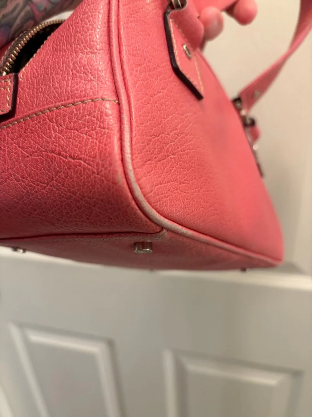 Kate Spade New York Pink Pebbled Leather Mini Satchel Bowler Bag
